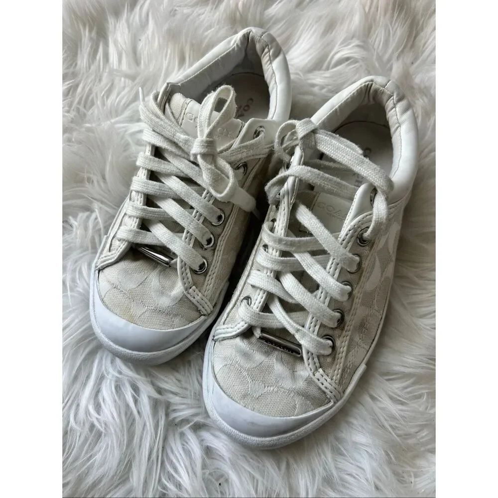Coach white Francesca sneaker size 5B